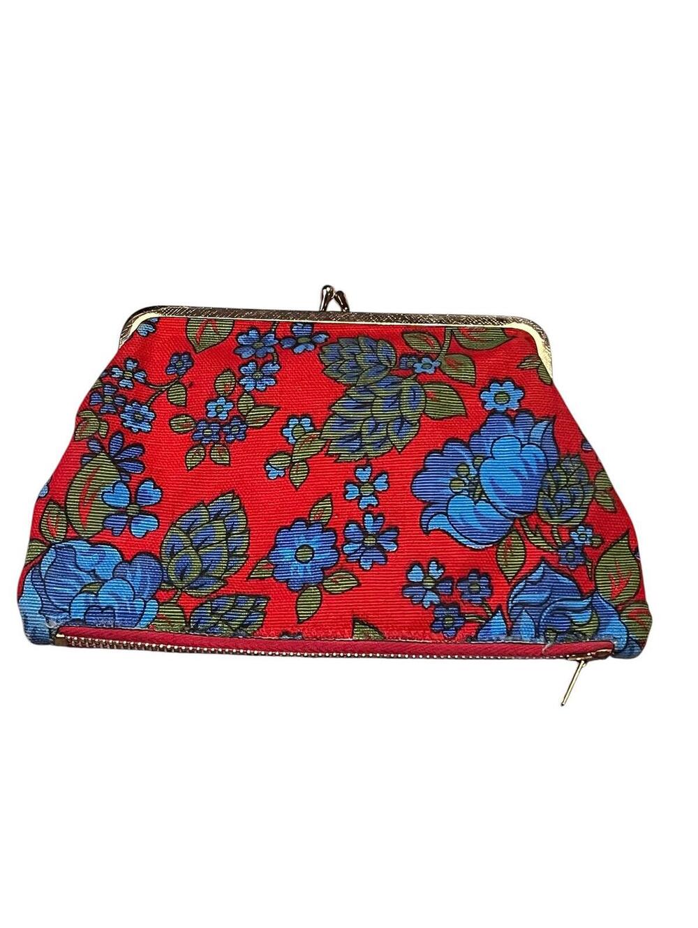 Vintage Kiss Lock Floral Clutch Handbag